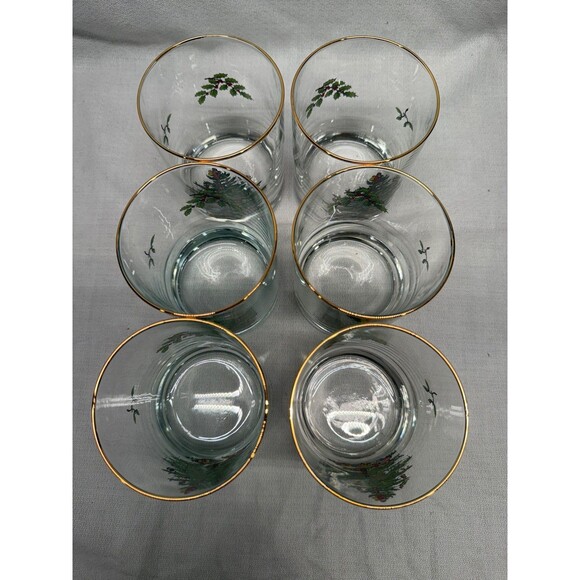 Set of 6 Spode Christmas Tree clear Old Fashion rocks glasses 4.25” cocktail VTG - Picture 4 of 12
